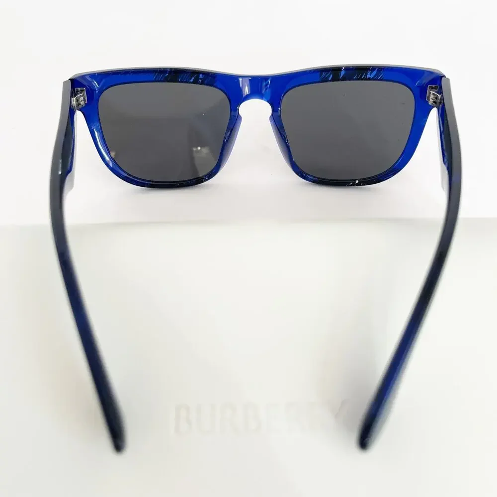 BURBERRY Blue Logo Print Square Acetate Sunglasses Unisex NWT - Picture 8 of 11